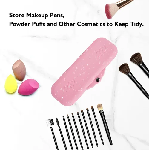 Miniatura 4 de Bolsas de silicona para brochas de maquillaje: Estuche cosmético con botones magnéticos de metal para viajes, estuche de maquillaje para Púrpura