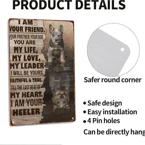 Miniatura 4 de Cartel de metal retro con texto en inglés "I Am Your Companion Your Ally Your Existence Blue Heeler" para garaje, hombre, cueva, baño, dormitorio