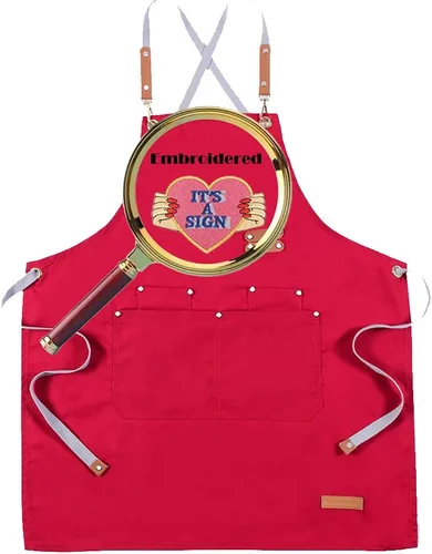 Miniatura 15 de Delantal de chef personalizado con espalda cruzada con correas ajustables, lona bordada e impresión