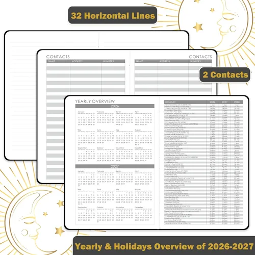 Miniatura 5 de Agenda 2026 – Agenda 2026, enero 2026 a diciembre 2026, 5.75 x 8.25 pulgadas, calendario semanal mensual 2026, agenda de piel sintética 2026