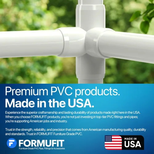 Miniatura 8 de FORMUFIT F0124WT-WH-10 Unión en T de PVC de 4 vías, grado de mobiliario, 1/2 pulgada, color blanco, fabricada en EE. UU., resistente a los rayos UV