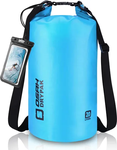 Miniatura 41 de Bolsa seca impermeable, 5L/10L/20L/30L/40L Mochila de almacenamiento ligera con funda para teléfono para mujeres y hombres, saco impermeable Gris