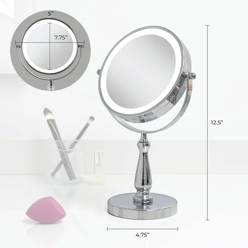 Miniatura 3 de Zadro Espejo de maquillaje con luz LED con aumento y cabeza giratoria, funciona con pilas AAA, los mejores espejos de tocador de encimera