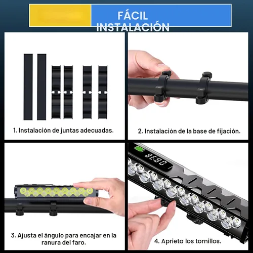 Miniatura 6 de Luces de bicicleta, 17 LED de 4000 lúmenes, luz de bicicleta con 4 modos, 10000 mAh USB recargable luz de bicicleta para bicicleta con pantalla
