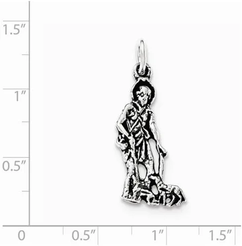 Miniatura 2 de Colgante de plata de ley 925 maciza, diseño antiguo católico de San Lázaro
