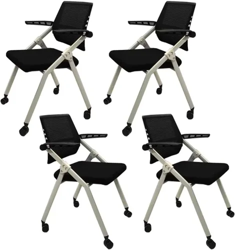 Miniatura 8 de 【1 unidad】 Silla ergonómica con ruedas giratorias de malla para anidación de invitados, apilamiento para oficina, escuela, aula, entrenamiento