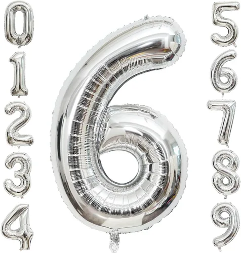 Miniatura 9 de Globos de 0 números plateados 0 globos de número 40 pulgadas número 0 globos de aluminio Mylar