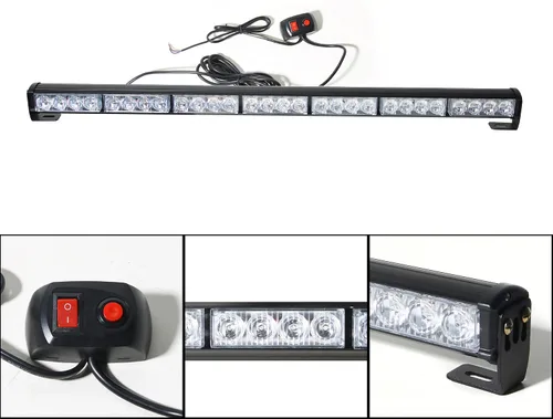 Miniatura 3 de DIYAH 28 LED 31.5 "Advertencia de emergencia Tráfico Advisor Vehículo Barra de luz estroboscópica (ámbar/blanco)