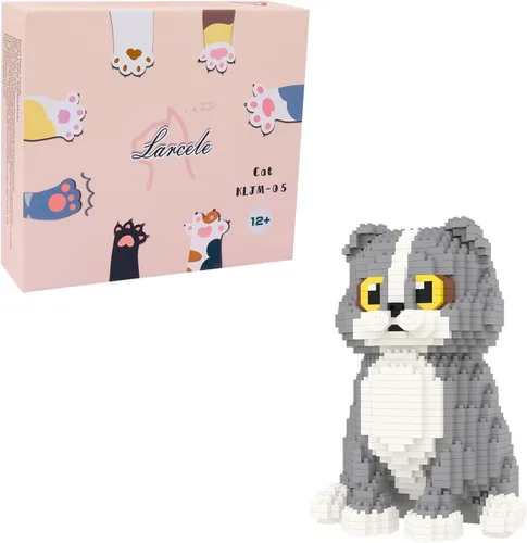 Miniatura 14 de Larcele Conjunto de animales de bloques de construcción micro para gatos, mini ladrillos de juguete de construcción 3D, 1191 piezas KLJM-05