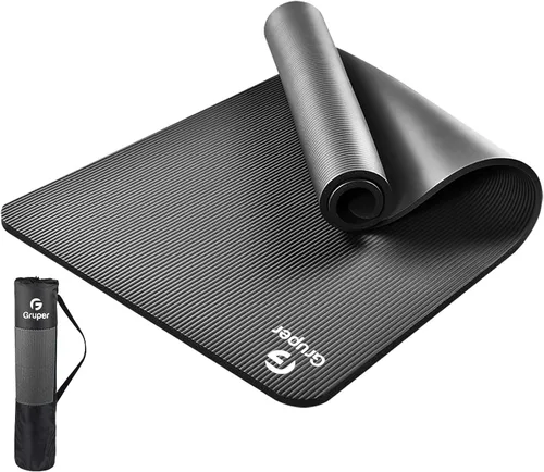 Gruper Esterilla de yoga antideslizante NBR extra gruesa, 72 pulgadas de largo x 32 pulgadas/24 pulgadas de ancho x 0.6 pulgadas de grosor (72.8 in