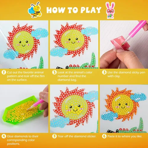 Miniatura 6 de Labeol Kits de arte de diamantes para niños y niñas de 6 a 8 a 10 a 12 años, fáciles de hacer tú mismo, creativas calcomanías de arte de diamantes