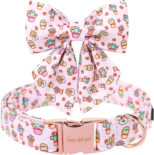 Miniatura 10 de Unique style paws Collar de perro de color verde sedoso, ajustable, duradero, con lazo para boda, collar de pajarita para cachorros y gatos pequeños