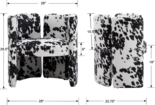 Miniatura 2 de chairus Silla de comedor moderna única de terciopelo, bonita y cómoda, tapizada, para sala de estar, dormitorio, recepción, vaca
