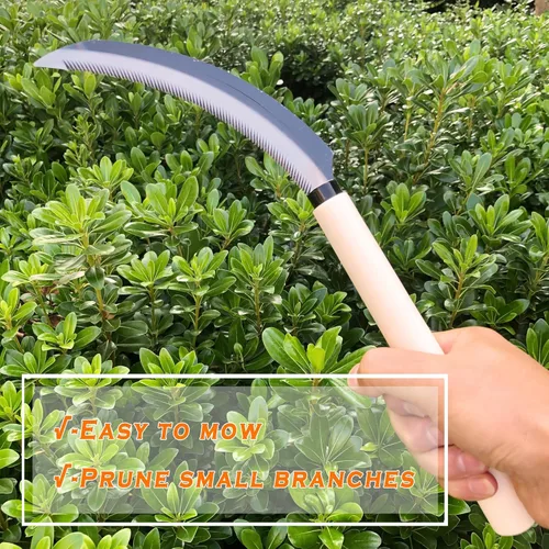 Miniatura 3 de Hoz de hierba con diente de sierra japonés azada de deshierbe herramienta de mano de jardín Herramientas de deshierbe para jardín de acero de alta