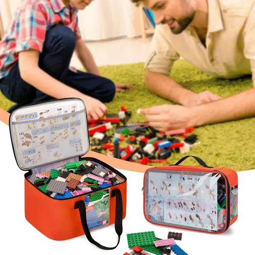 Miniatura 7 de Rexmica Bolsa organizadora de almacenamiento de juguetes grande de 2 piezas para ladrillos de construcción, estuche organizador de viaje