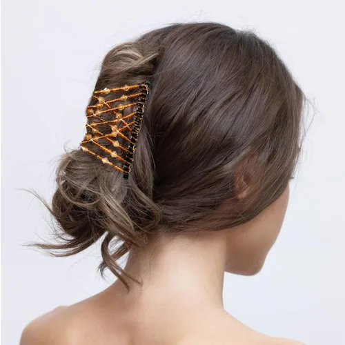 Miniatura 5 de 5 Piezas de peine mágico elástico para el cabello, peine doble elástico, pinzas para el cabello con cuentas elásticas para mujeres y niñas