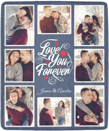 Miniatura 9 de HUGLAZY Manta personalizada con texto fotográfico, manta de franela personalizada para cumpleaños, Navidad, boda, día de San Valentín