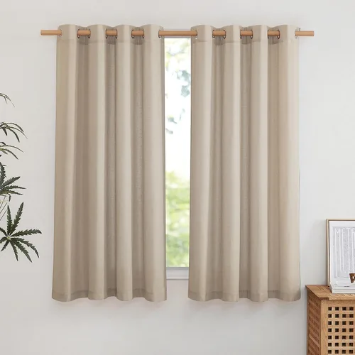 Miniatura 156 de NICETOWN Cortinas de lino natural con textura de lino para dormitorio, mezcla de lino rústica con ojales en la parte superior, semitransparentes