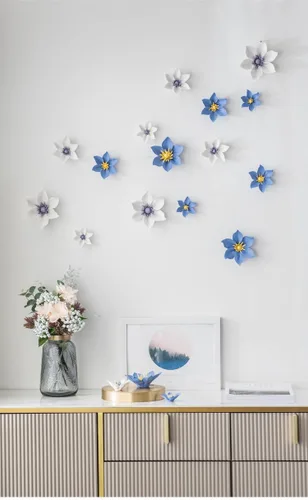 Miniatura 2 de Decoración de flores de cerámica para pared, arte de pared de flores artificiales 3D, arte de pared 3D hecho a mano, escultura colgante, decoración
