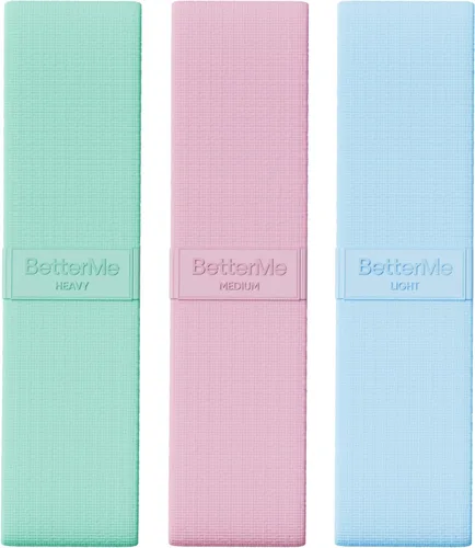 Miniatura 11 de BetterMe Bandas de Pilates - Juego de bandas de resistencia para mujer - Bandas elásticas de entrenamiento para glúteos, piernas y núcleo - Bandas