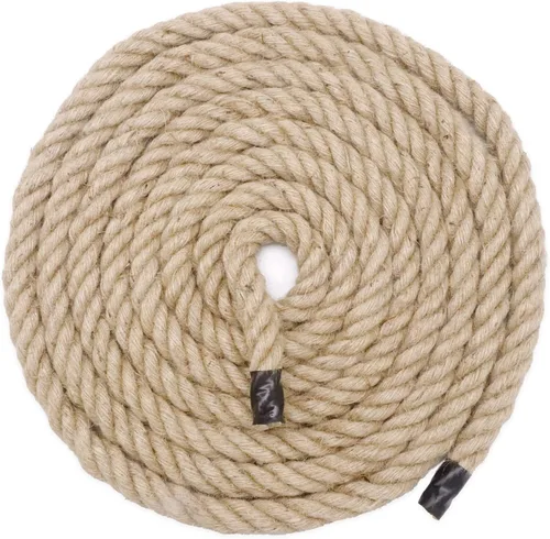 Miniatura 27 de Cuerda de yute natural, 1.5 pulgadas de diámetro, 50 pies de largo, 4 hebras, manualidades y manualidades, decoración de jardín y hogar, hamaca