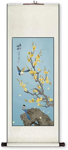 Miniatura 16 de Xzhipeng Pergamino Pintura colgante vertical Flor pájaro Pintura china Porche Pasillo Pasillo Pintura colgante Pergamino Sala de estar Comedor