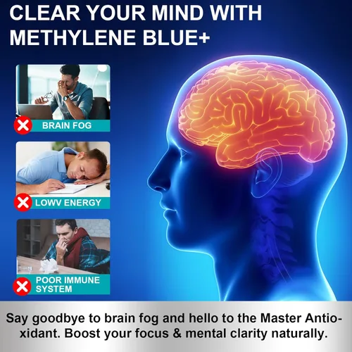 Miniatura 4 de Azul de metileno grado farmacéutico, solución azul de metileno al 1% para la salud cerebral humana y apoyo energético, pureza ultra alta, botella