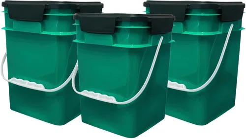 Miniatura 7 de House Naturals Cubo cuadrado de grado alimenticio de 4 galones con asas de plástico y tapa (paquete de 3) contenedores fabricados en Estados Unidos