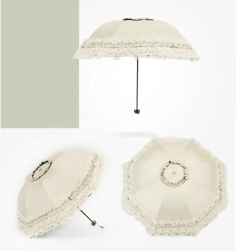 Miniatura 65 de Honeystore Paraguas plegable a prueba de rayos ultravioleta Princess Lace Parasol con cúpula anti-UV