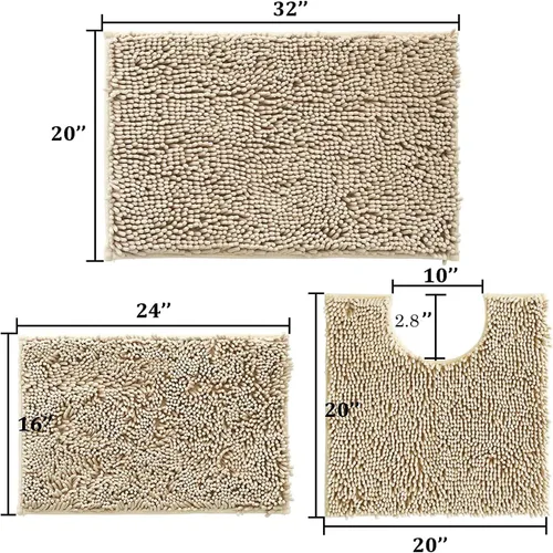Miniatura 3 de Juego de alfombras para baño de 3 piezas, juego de alfombrillas antideslizantes, alfombras de baño extra suaves, juego de alfombrillas de baño