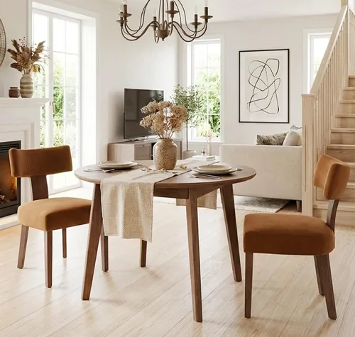 Miniatura 32 de Shunzhi Juego de 2 sillas de comedor modernas de mediados de siglo, sillas tapizadas de madera para comedor, sillas de cocina estilo granja, sillas