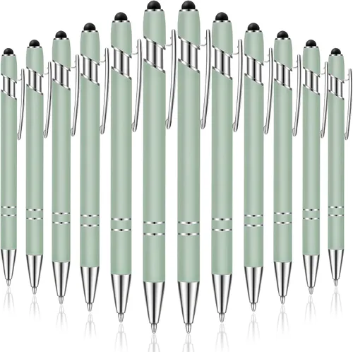 Miniatura 18 de Tenare 12 piezas 2 en 1 bolígrafo de metal con punta de lápiz capacitivo, bolígrafo de 1,0 mm de tinta negra para pantallas táctiles (color surtido)