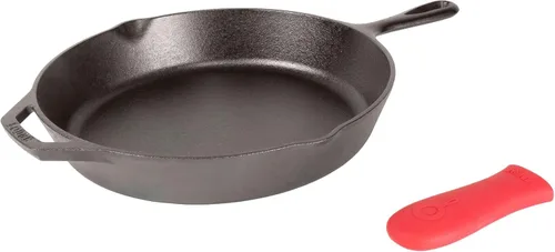 Miniatura 3 de Sartén de hierro fundido Lodge con minimango rojo de silicona de 8 pulgadas, 12