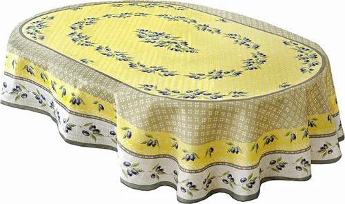 Miniatura 11 de Home Bargains Plus Mantel rectangular de tela, juego de 4 manteles individuales, estampado Olivier amarillo y gris oliva, manteles individuales