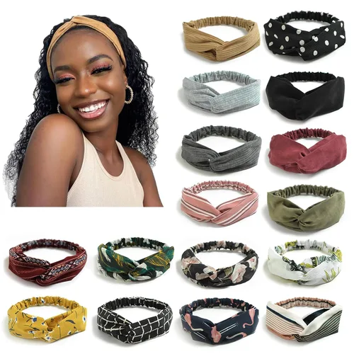 Miniatura 16 de DRESHOW - Paquete de 10 diademas para mujer con diseño entrecruzado vintage, estilo bohemio, trenzadas, elásticas, accesorios para el cabello