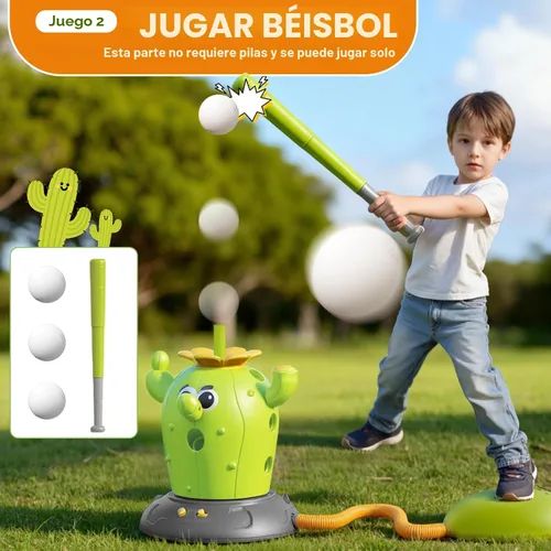 Miniatura 4 de Cactus 4 en 1 juguetes musicales saltarines, juego de lanzar anillos y lanzador de cohetes pisoteables para niños de 3 a 8 años, juguete deportivo