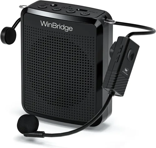 WinBridge - Amplificador de voz con micrófono inalámbrico con sistema de megafonía para profesores, aula, hablar en público, gimnasio, guías