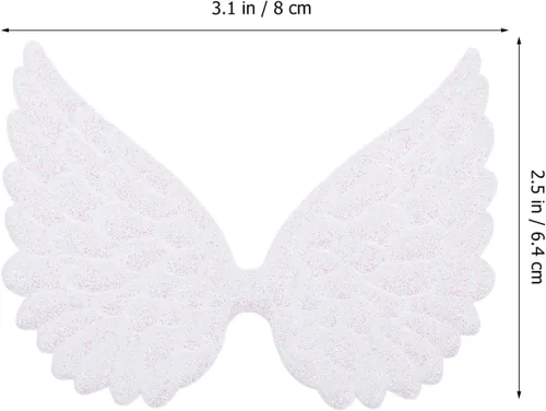 Miniatura 2 de Kisangel 30 piezas de mini parches de costura de alas de ángel con purpurina de 3.14 x 2.51 pulgadas para decoración de pasteles, fiestas