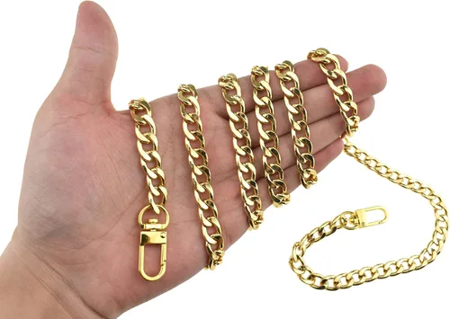 Miniatura 10 de HAHIYO Correa metálica de cadena para bolso de 43.3' de oro para bolso cruzado, bandolera y bolso de mano, cómoda y plana de 0.4' de ancho, extra