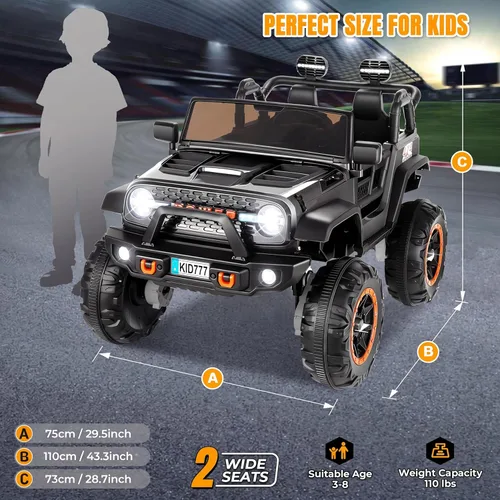 Miniatura 8 de Hikole Coche de Juguete Montable de 2 Asientos para Niños Grandes, Vehículos Eléctricos de 24V con Asiento Ancho Grande de 20, Conmutable 2WD/4WD, 4
