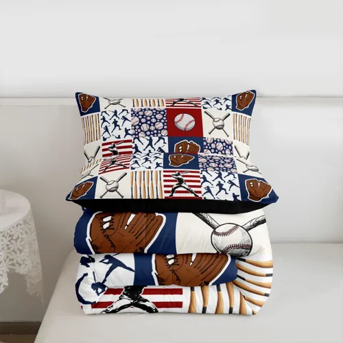 Miniatura 6 de Erosebridal Juego de Edredón Individual de Béisbol para Niños, Ropa de Cama para Adolescentes Atletas, Decoración de Habitación con Tema Deportivo