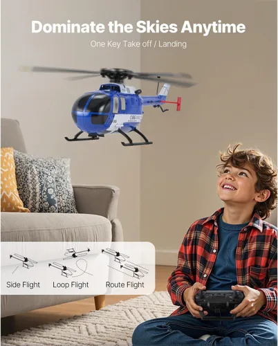 Miniatura 2 de VEVOR Helicóptero RC, helicóptero de control remoto de 4 hélices de 2.4 GHz con giroscopio de 6 ejes, avión RC de 4 canales para principiantes, luz