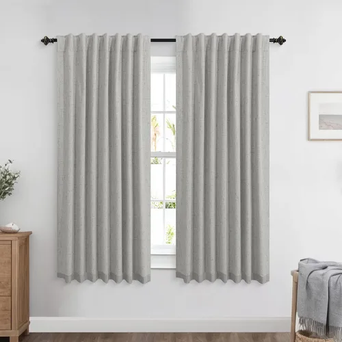 Miniatura 67 de KOUFALL - Cortinas de medio estilo francés de lino para ventana, juego de 2 cortinas cortas de 40 pulgadas de longitud, para privacidad, cortinas