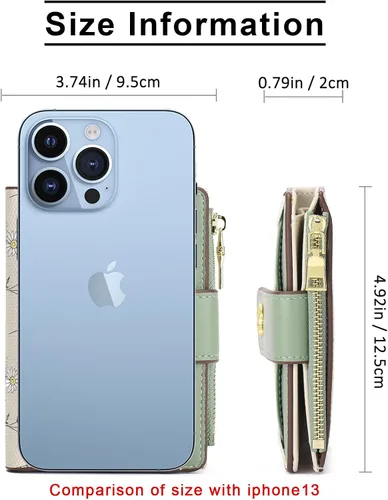 Miniatura 2 de Billeteras pequeñas para mujer, de cuero, plegable, con cremallera, con bolsillo con cremallera, lindo soporte para tarjetas de crédito, monedero