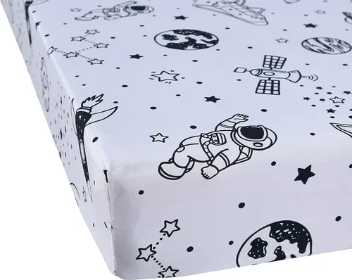 Miniatura 5 de MAG Juego de sábanas de 3 piezas tamaño individual, diseño de planetas galaxias a base de blanco, microfibra súper suave, para niños, adolescentes