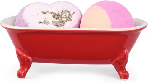 Miniatura 25 de Bañera decorativa en miniatura con patas de garra de cerámica de 6.5", jabonera para jabón en barra, soporte para esponja de cocina y bandeja