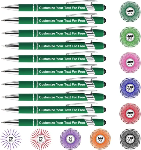 Miniatura 90 de Máx. 500 bolígrafos personalizados a granel, bolígrafos personalizados con grabado gratis, punta de lápiz óptico personalizado con tu nombre, texto