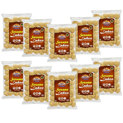 Miniatura 6 de Rani Peanut Ladoo (caramelo frágil de maní redondo) 7 onzas (7.05 oz) ~ Todo natural Vegano Sin colores Apto para gluten Kosher Origen