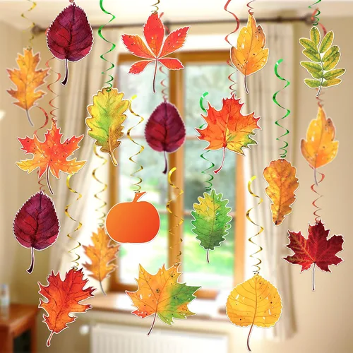 KatchOn, Remolinos de decoración colgantes de otoño, paquete de 30, sin bricolaje, decoración de fiesta de Acción de Gracias, decoraciones de otoño
