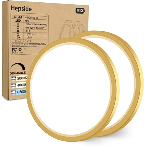 Miniatura 36 de hepside Paquete de 1 lámpara de techo LED de montaje empotrado, color negro, 12 pulgadas, 28 W, regulable 3000K-4500K-6000K, lámpara de techo de 3